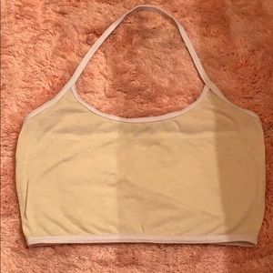 Light yellow halter crop top